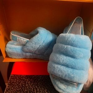 Authentic UGG Fluff Yeah Baby Powder Blue, Pristine Condition, Women Sz 7.